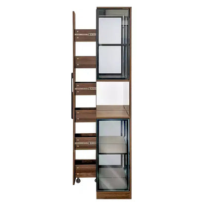 Vitrine GDFStudio Genevieve rustique en bois de 70 po avec portes vitrées et lumières