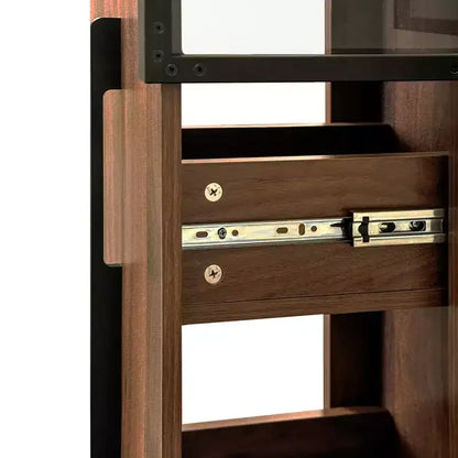 Vitrine GDFStudio Genevieve rustique en bois de 70 po avec portes vitrées et lumières