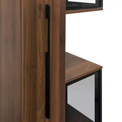 Vitrine GDFStudio Genevieve rustique en bois de 70 po avec portes vitrées et lumières