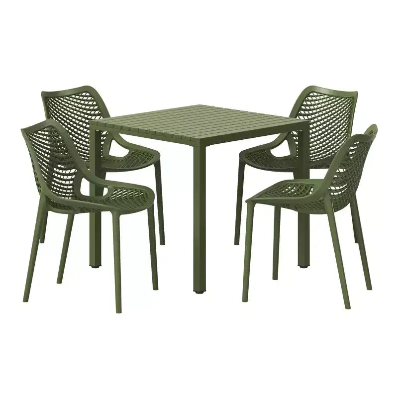 WestinTrends Playa 5-Piece Outdoor Patio Metal Frame Dining Table Set with Stackable Patio Dining Chairs