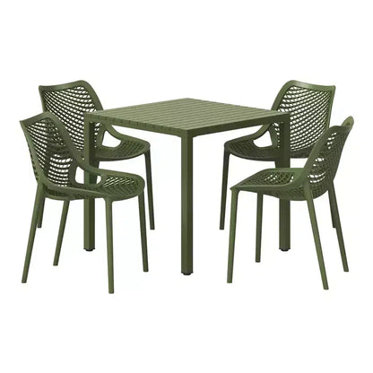 WestinTrends Playa 5-Piece Outdoor Patio Metal Frame Dining Table Set with Stackable Patio Dining Chairs