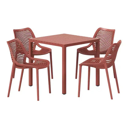 WestinTrends Playa 5-Piece Outdoor Patio Metal Frame Dining Table Set with Stackable Patio Dining Chairs
