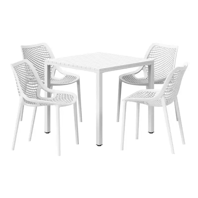 WestinTrends Playa 5-Piece Outdoor Patio Metal Frame Dining Table Set with Stackable Patio Dining Chairs