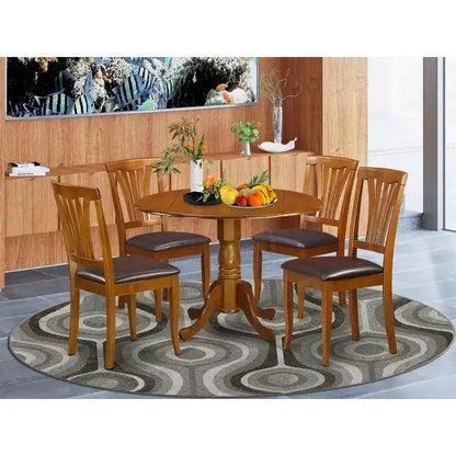 HomeStock Belmont Kitchen Table Set-Dining Table And 4 Kitchen Chairs, Saddle Brown