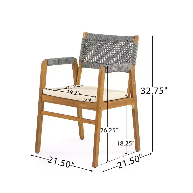 Christopher Knight Home Francesca Rustic 7 Piece Outdoor Woven Rope Acacia Wood Dining Set with Rattan Slatted Table