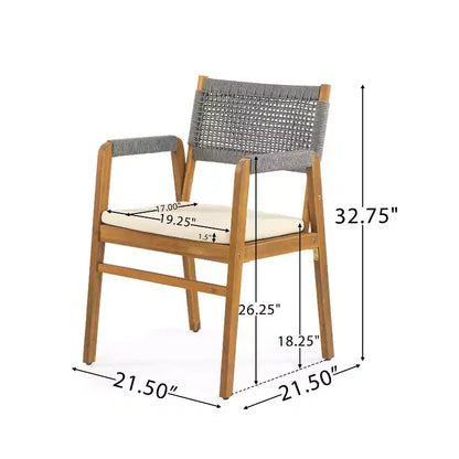 Christopher Knight Home Francesca Rustic 7 Piece Outdoor Woven Rope Acacia Wood Dining Set with Rattan Slatted Table