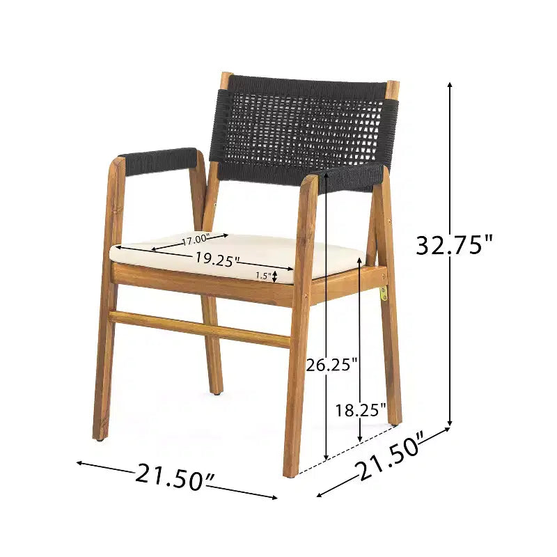 Christopher Knight Home Francesca Rustic 7 Piece Outdoor Woven Rope Acacia Wood Dining Set with Rattan Slatted Table