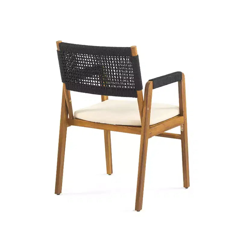 Christopher Knight Home Francesca Rustic 7 Piece Outdoor Woven Rope Acacia Wood Dining Set with Rattan Slatted Table
