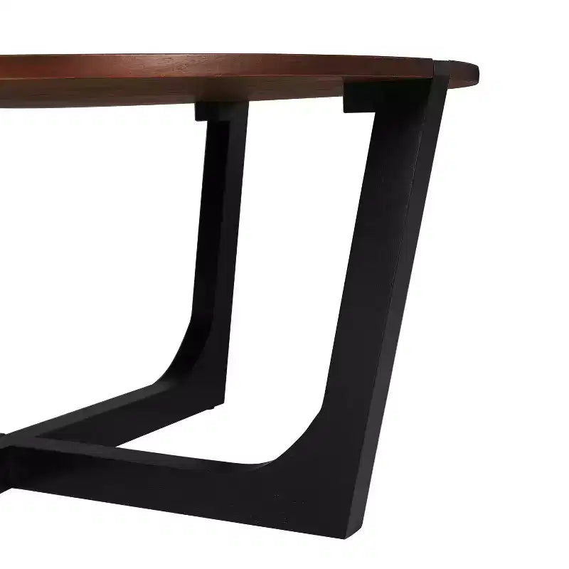 2 Pieces Coffee Table Set Cocktail Table Round Center Table End Table Accent Table Sofa Side Table, Brown & Black - ModernLuxe