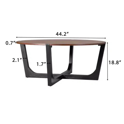 2 Pieces Coffee Table Set Cocktail Table Round Center Table End Table Accent Table Sofa Side Table, Brown & Black - ModernLuxe