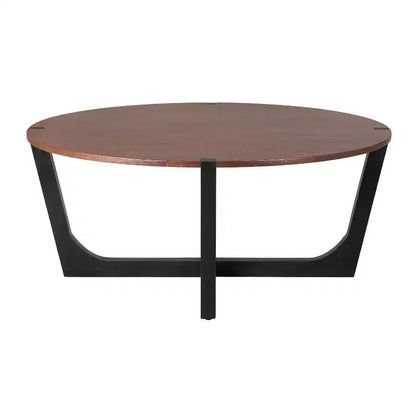 2 Pieces Coffee Table Set Cocktail Table Round Center Table End Table Accent Table Sofa Side Table, Brown & Black - ModernLuxe