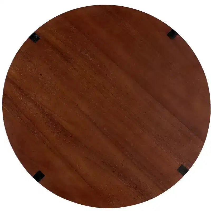 2 Pieces Coffee Table Set Cocktail Table Round Center Table End Table Accent Table Sofa Side Table, Brown & Black - ModernLuxe