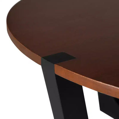 2 Pieces Coffee Table Set Cocktail Table Round Center Table End Table Accent Table Sofa Side Table, Brown & Black - ModernLuxe