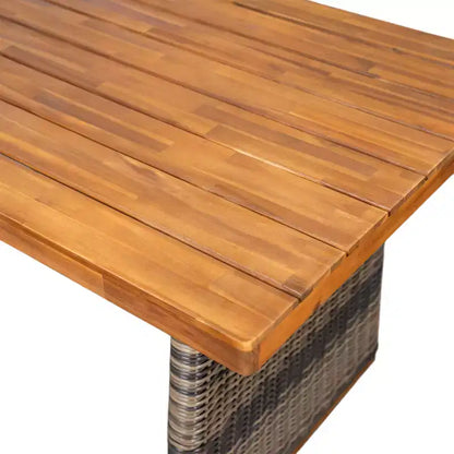 Christopher Knight Home Diana Rustic 7 Piece Outdoor Rattan Slatted Acacia Wood Dining Set with Cushions