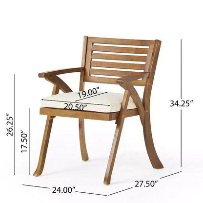 Christopher Knight Home Diana Rustic 7 Piece Outdoor Rattan Slatted Acacia Wood Dining Set with Cushions