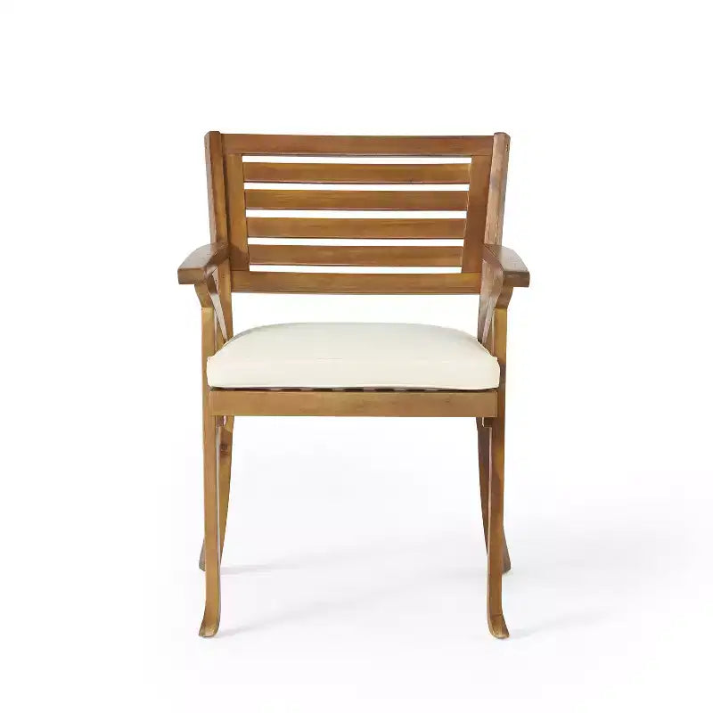 Christopher Knight Home Diana Rustic 7 Piece Outdoor Rattan Slatted Acacia Wood Dining Set with Cushions