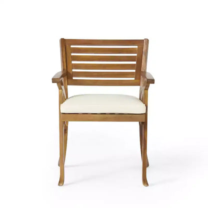 Christopher Knight Home Diana Rustic 7 Piece Outdoor Rattan Slatted Acacia Wood Dining Set with Cushions