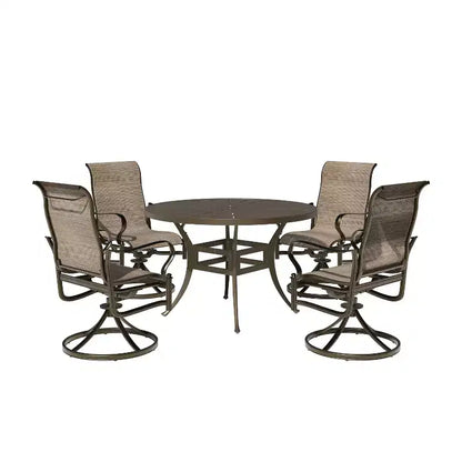 Ensemble de salle à manger d'extérieur Mondawe 5 pièces avec table ronde de 48 pouces et 4 chaises pivotantes et basculantes