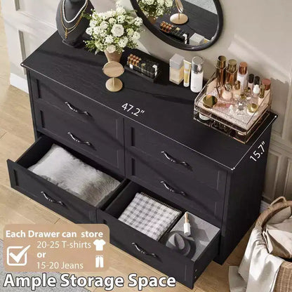 Commode à 5 ou 6 tiroirs pour chambre à coucher, commode de style rustique moderne en bois, meuble de rangement pour chambre, salon, chambre d'enfant.
