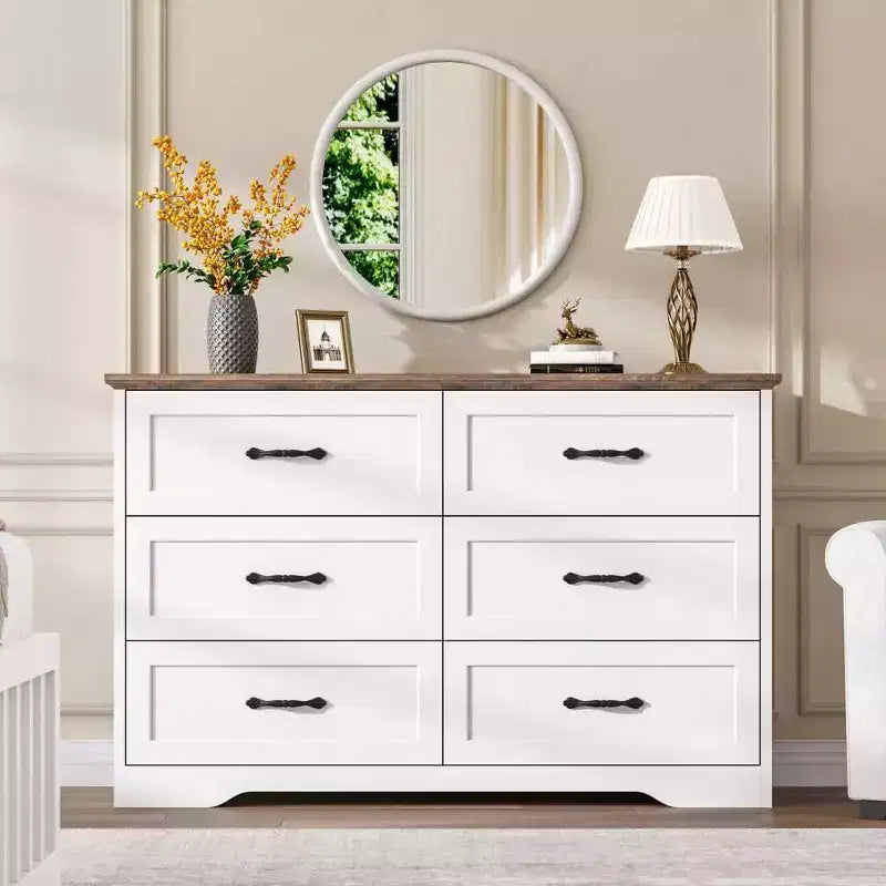 Commode à 5 ou 6 tiroirs pour chambre à coucher, commode de style rustique moderne en bois, meuble de rangement pour chambre, salon, chambre d'enfant.