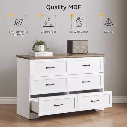 Commode à 5 ou 6 tiroirs pour chambre à coucher, commode de style rustique moderne en bois, meuble de rangement pour chambre, salon, chambre d'enfant.