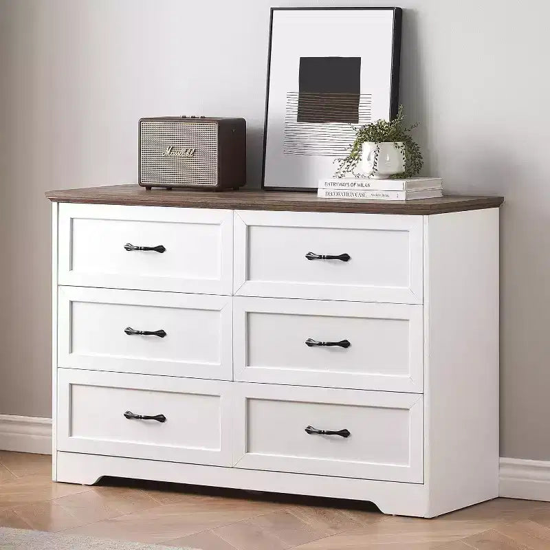 Commode à 5 ou 6 tiroirs pour chambre à coucher, commode de style rustique moderne en bois, meuble de rangement pour chambre, salon, chambre d'enfant.