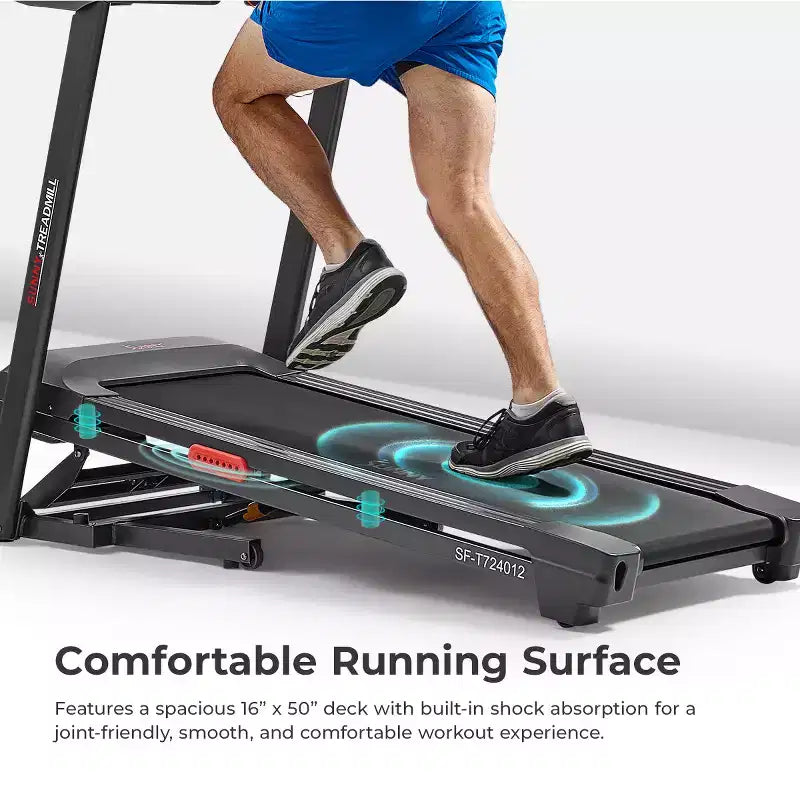 Tapis de course intelligent Sunny Health & Fitness Active 400 AutoIncline avec WiFi, Bluetooth, 15 niveaux d'inclinaison et plateforme de course amortissante