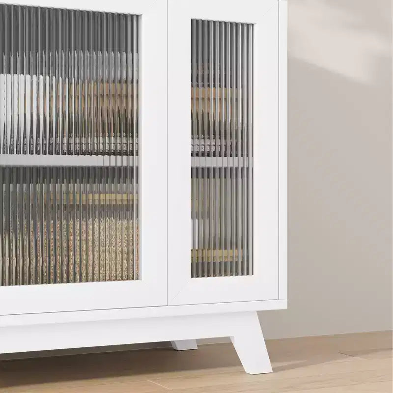 36 Modern Coffee Bar Cabinet - Buffet Sideboard with Fluted Glass Doors & Adjustable Shelves