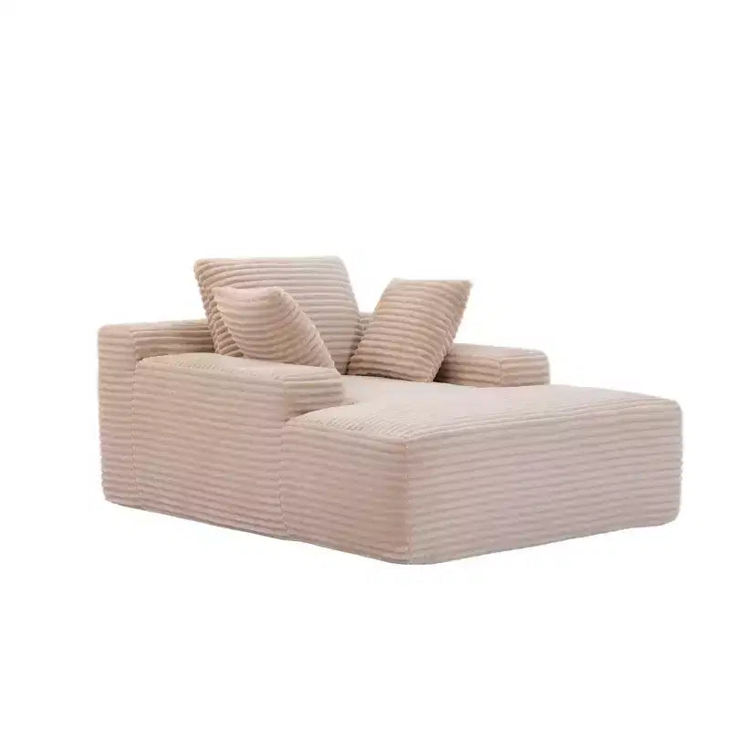 Canapé-lit simple et méridienne en velours côtelé Whisen Modern avec oreillers décoratifs, aucun assemblage requis