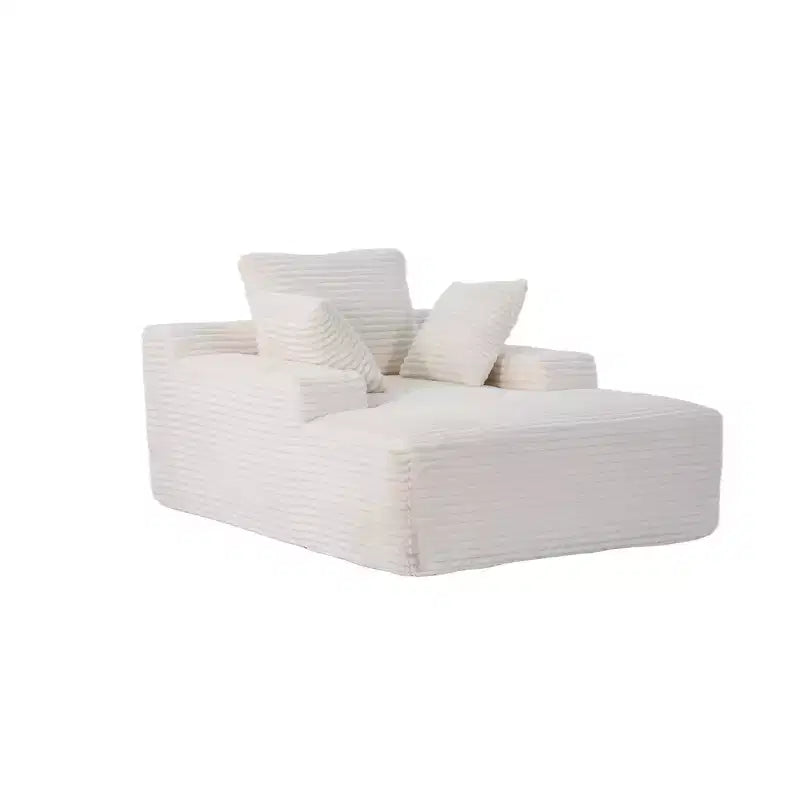 Canapé-lit simple et méridienne en velours côtelé Whisen Modern avec oreillers décoratifs, aucun assemblage requis