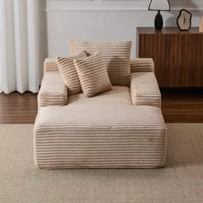 Whisen Modern Corduroy Single Sleeper Sofa & Chaise Lounge Chair & Daybed with Accent Pillows, No Assembly Required
