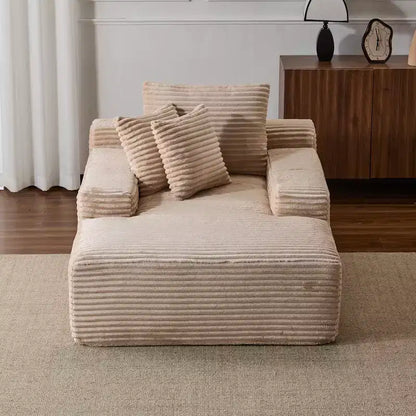 Whisen Modern Corduroy Single Sleeper Sofa & Chaise Lounge Chair & Daybed with Accent Pillows, No Assembly Required