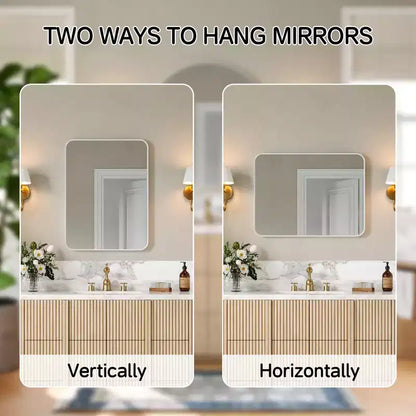 Matte Bathroom Mirror, Rounded Rectangle Vanity Mirror for Over Sink,Wall Mirror,HD Tempered Glass & Anti-Rust Aluminum Frame