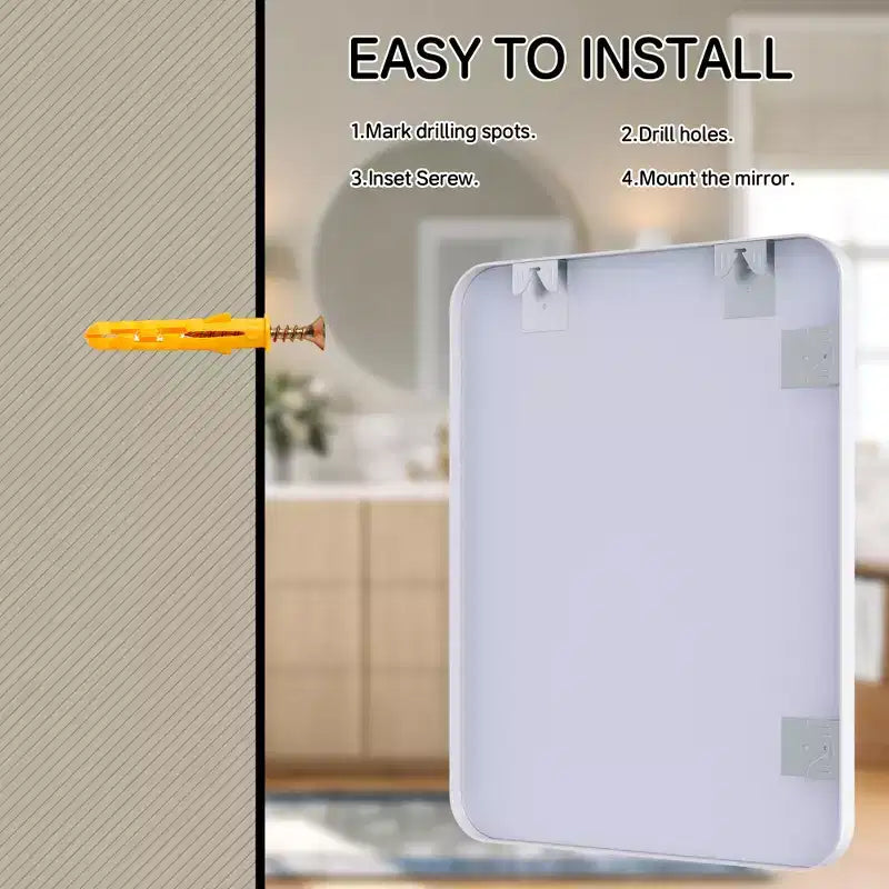 Matte Bathroom Mirror, Rounded Rectangle Vanity Mirror for Over Sink,Wall Mirror,HD Tempered Glass & Anti-Rust Aluminum Frame