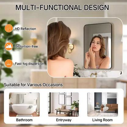 Matte Bathroom Mirror, Rounded Rectangle Vanity Mirror for Over Sink,Wall Mirror,HD Tempered Glass & Anti-Rust Aluminum Frame