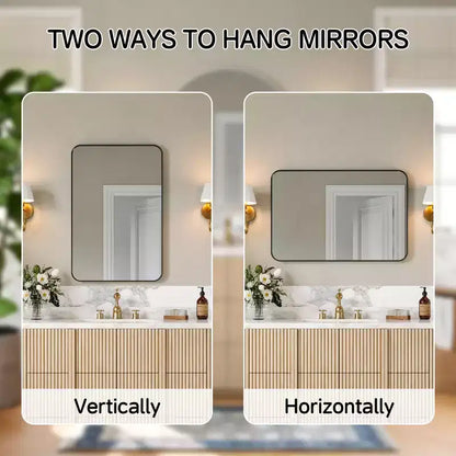 Matte Bathroom Mirror, Rounded Rectangle Vanity Mirror for Over Sink,Wall Mirror,HD Tempered Glass & Anti-Rust Aluminum Frame
