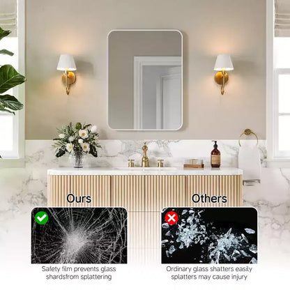 Matte Bathroom Mirror, Rounded Rectangle Vanity Mirror for Over Sink,Wall Mirror,HD Tempered Glass & Anti-Rust Aluminum Frame