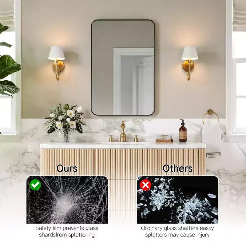 Matte Bathroom Mirror, Rounded Rectangle Vanity Mirror for Over Sink,Wall Mirror,HD Tempered Glass & Anti-Rust Aluminum Frame