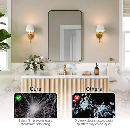 Matte Bathroom Mirror, Rounded Rectangle Vanity Mirror for Over Sink,Wall Mirror,HD Tempered Glass & Anti-Rust Aluminum Frame