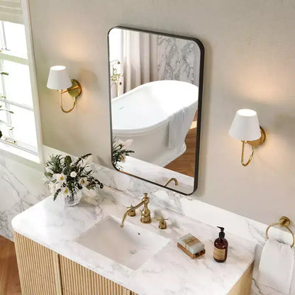 Matte Bathroom Mirror, Rounded Rectangle Vanity Mirror for Over Sink,Wall Mirror,HD Tempered Glass & Anti-Rust Aluminum Frame