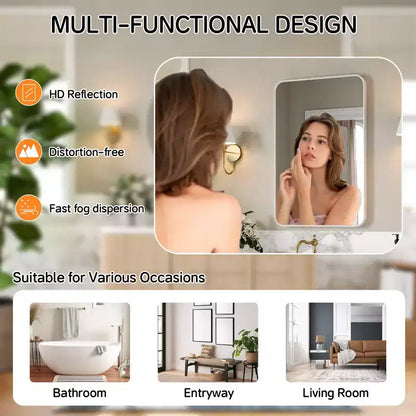 Matte Bathroom Mirror, Rounded Rectangle Vanity Mirror for Over Sink,Wall Mirror,HD Tempered Glass & Anti-Rust Aluminum Frame