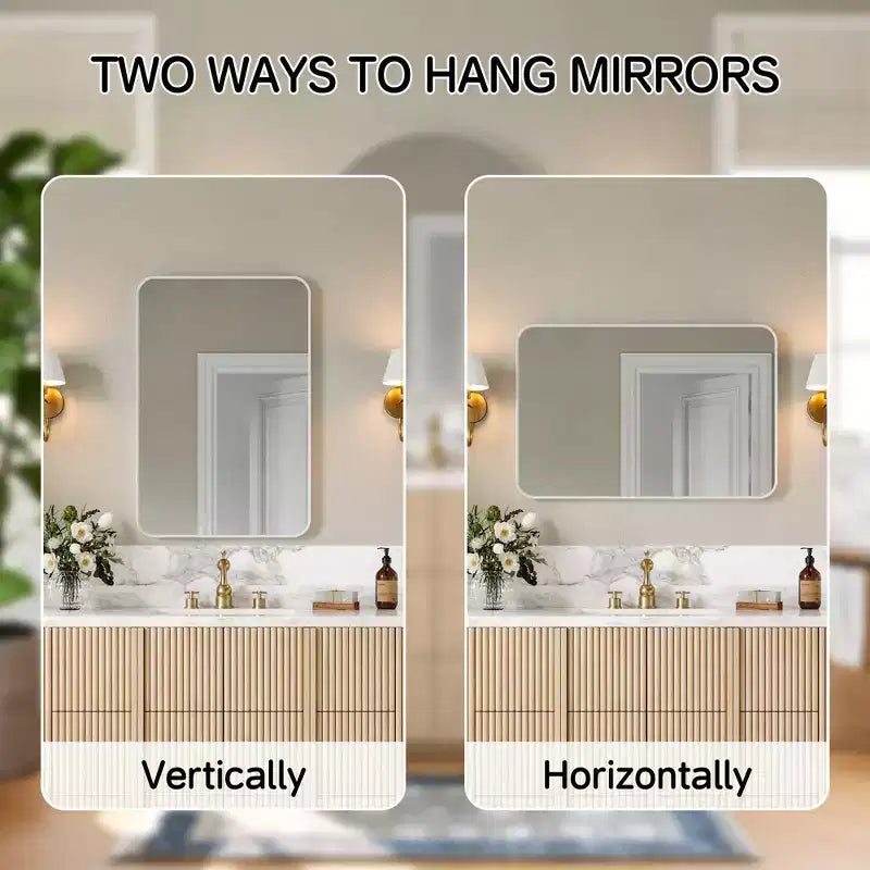Matte Bathroom Mirror, Rounded Rectangle Vanity Mirror for Over Sink,Wall Mirror,HD Tempered Glass & Anti-Rust Aluminum Frame