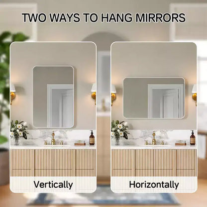 Matte Bathroom Mirror, Rounded Rectangle Vanity Mirror for Over Sink,Wall Mirror,HD Tempered Glass & Anti-Rust Aluminum Frame