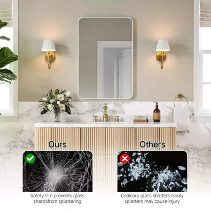 Matte Bathroom Mirror, Rounded Rectangle Vanity Mirror for Over Sink,Wall Mirror,HD Tempered Glass & Anti-Rust Aluminum Frame