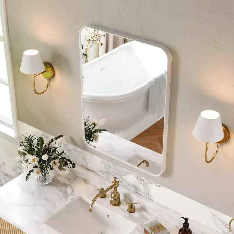 Matte Bathroom Mirror, Rounded Rectangle Vanity Mirror for Over Sink,Wall Mirror,HD Tempered Glass & Anti-Rust Aluminum Frame