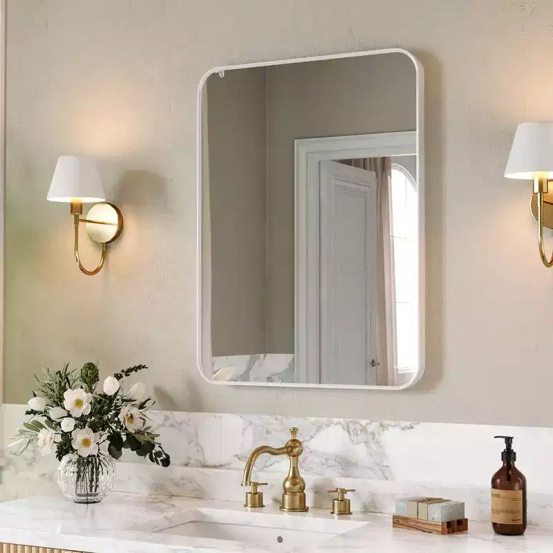 Matte Bathroom Mirror, Rounded Rectangle Vanity Mirror for Over Sink,Wall Mirror,HD Tempered Glass & Anti-Rust Aluminum Frame