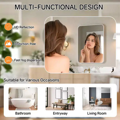 Matte Bathroom Mirror, Rounded Rectangle Vanity Mirror for Over Sink,Wall Mirror,HD Tempered Glass & Anti-Rust Aluminum Frame