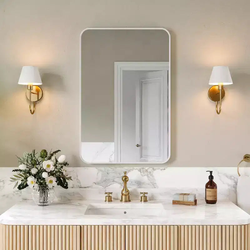 Matte Bathroom Mirror, Rounded Rectangle Vanity Mirror for Over Sink,Wall Mirror,HD Tempered Glass & Anti-Rust Aluminum Frame