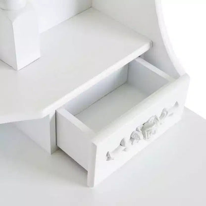 Coiffeuse européenne blanche laquée avec quatre tiroirs et miroir simple