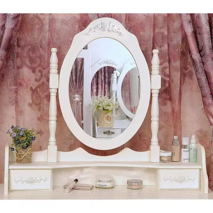 Coiffeuse européenne blanche laquée avec quatre tiroirs et miroir simple